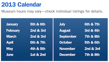 Museums on Us 2013 Schedule