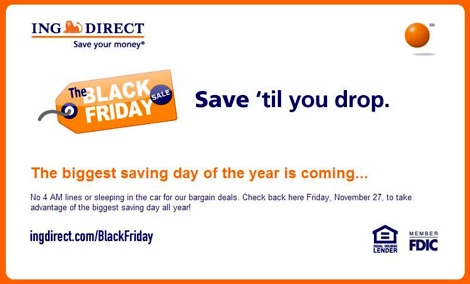 Post image for ING Direct Announces Black Friday Deals