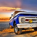 Truck in sunset