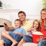 family watching movie